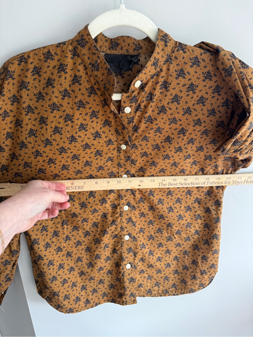 No. 6 Store Spencer Cotton Poplin Shirt Brown Navy Floral Cottagecore USA Made S - Picture 11 of 11